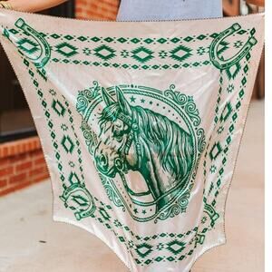 Cream & Jade Horse Aztec Double-Sided Wild Rag
